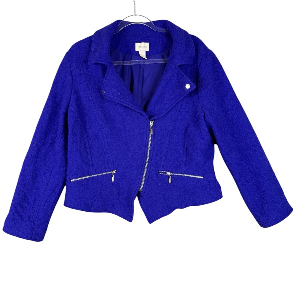 Chicos moto style wool jacket large